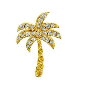 14KT yellow gold palm tree pendant with 0.25ctw round diamon...
