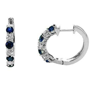 14KT white gold hoop earrings with 0.66ctw round sapphires (...