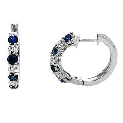14KT white gold hoop earrings with 0.66ctw round sapphires (...