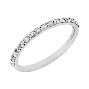 14KT white gold shared prong band with 0.33ctw round diamond...