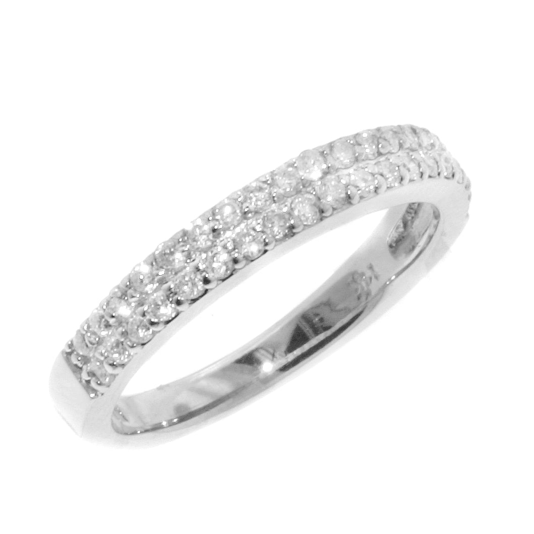 14KT white gold wedding band with 0.38ctw round diamonds, H-...