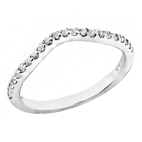 14KT white gold curved band with 0.22ctw round diamonds, H/I...