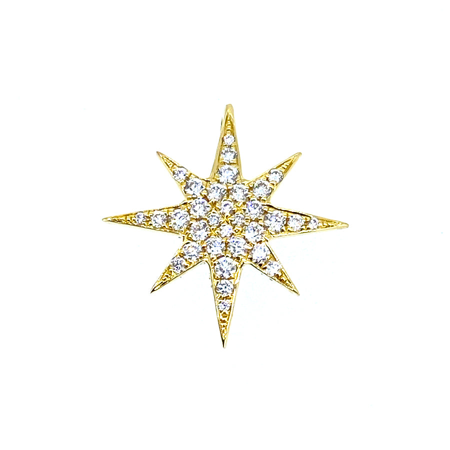 18KT yellow gold starburst pendant with 0.18ctw round diamon...