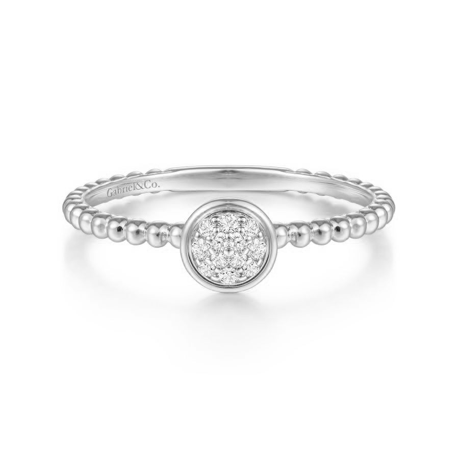 14K White Gold Diamond Ladies Ring, 0.06ctw, H/I-SI