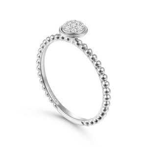 14K White Gold Diamond Ladies Ring, 0.06ctw, H/I-SI