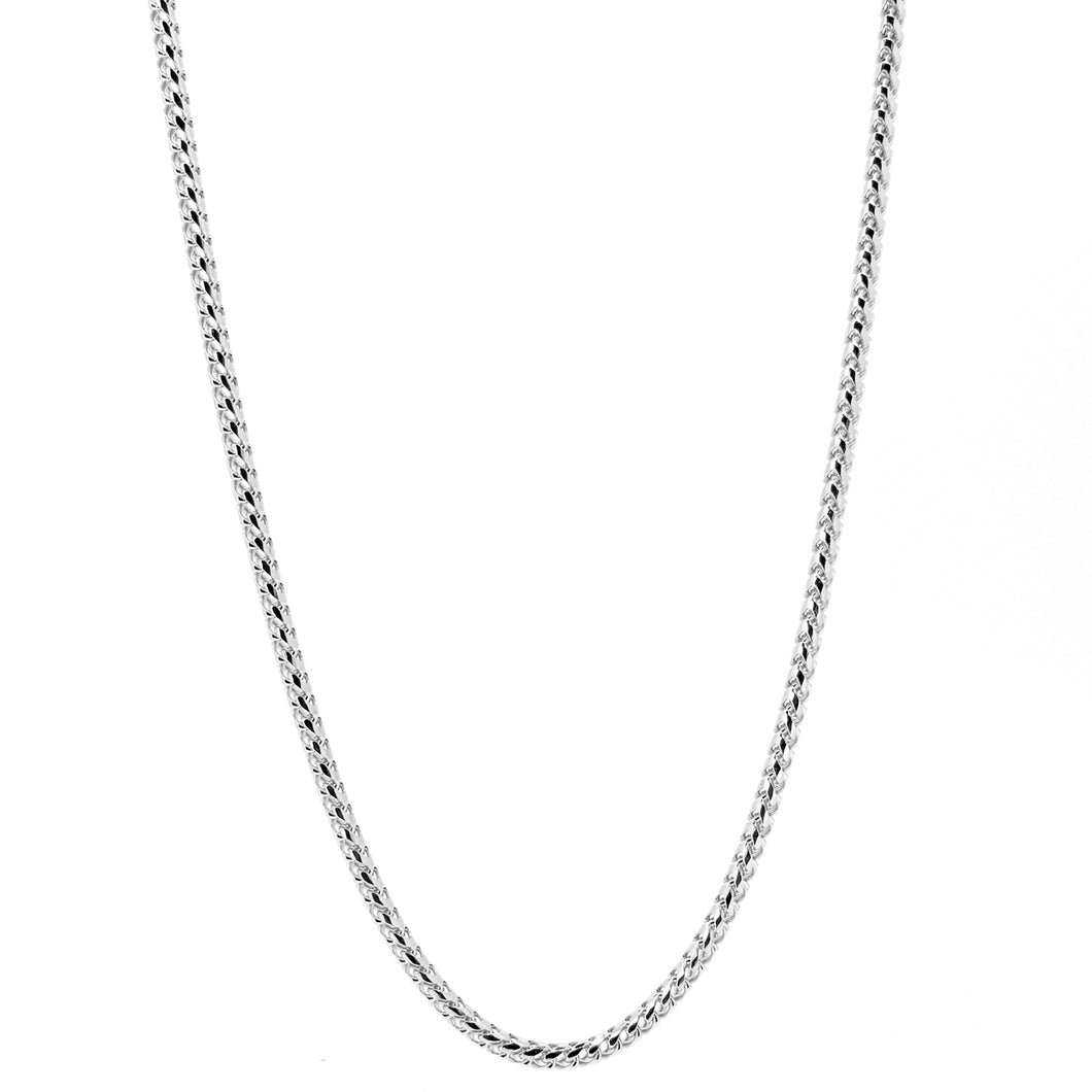 14KT white gold diamond cut Franco link chain, 2.5mm, 26