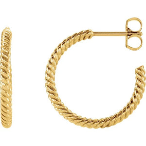 14KT yellow gold hoop earrings with rope pattern