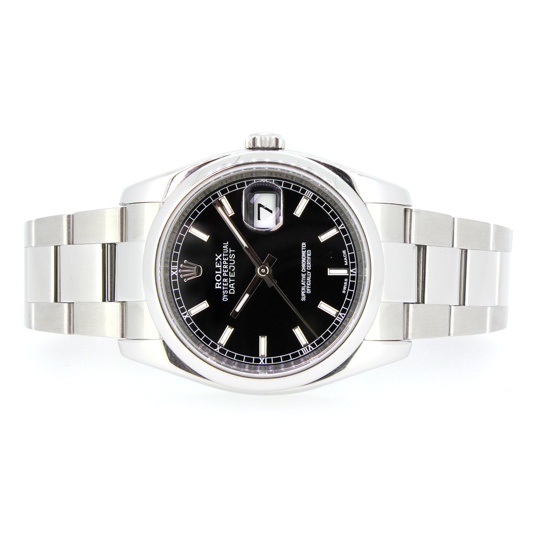 Rolex DateJust, Stainless Steel, Black Dial, Oyster Bracelet