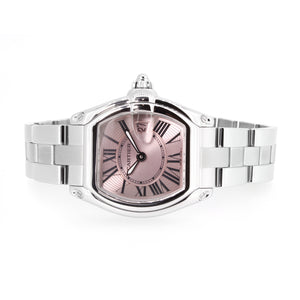 Cartier Roadster, Stainless Steel, Pink Dial, Small