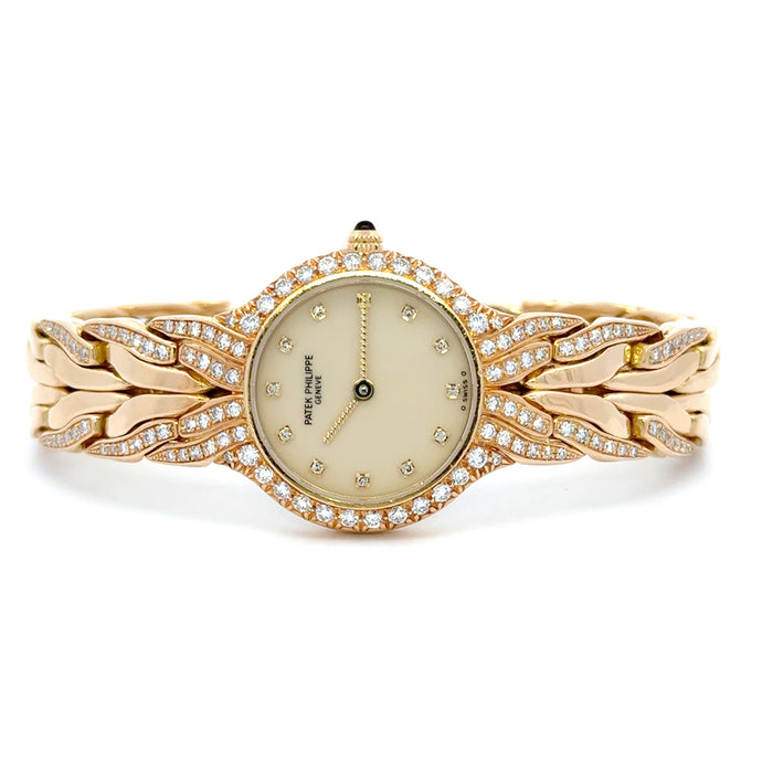 Patek Philippe La Flamme, 18KT Rose Gold, Factory Diamonds, 23mm