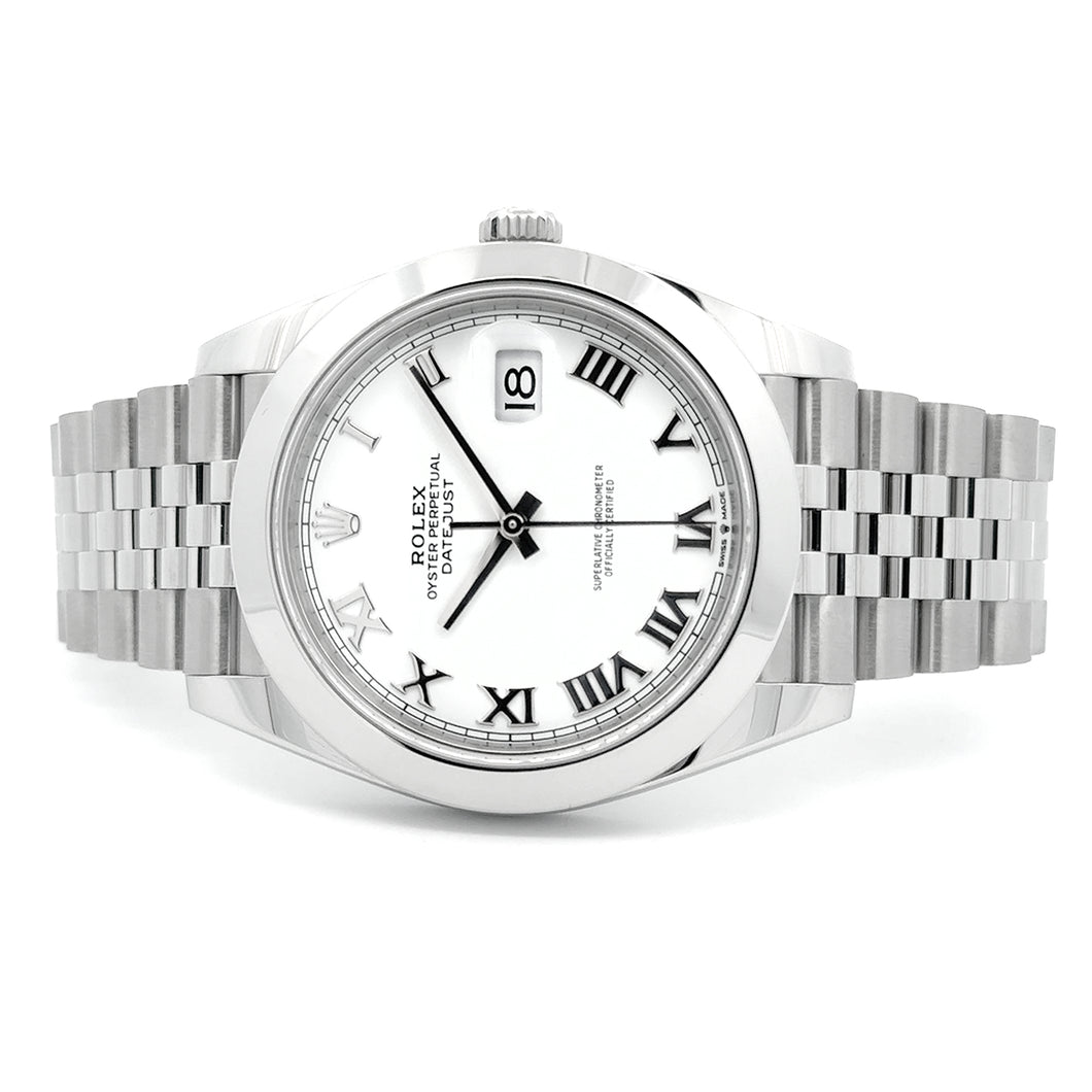 Rolex DateJust 41, Stainless Steel, Jubilee Bracelet, White Roman Numeral Dial