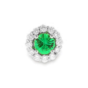 14KT white gold halo pendant with 0.48ct round emerald surro...