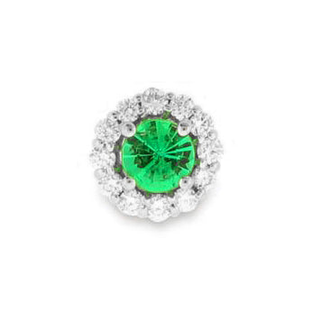 14KT white gold halo pendant with 0.48ct round emerald surro...