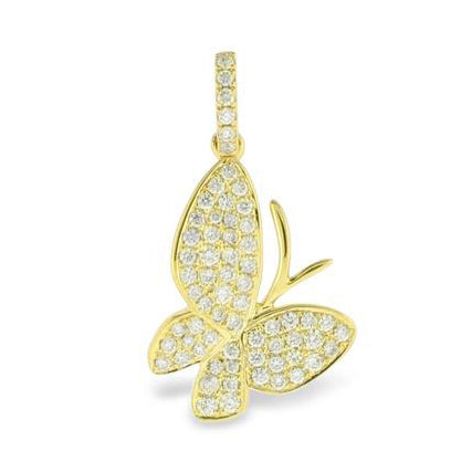 14KT yellow gold butterfly pendant with 0.42ctw round diamon...