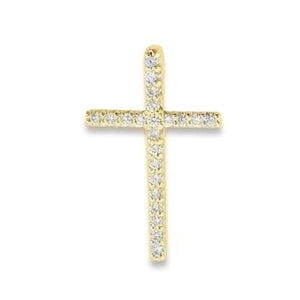 14KT yellow gold cross with 0.22ctw round diamonds, H/I-SI (...