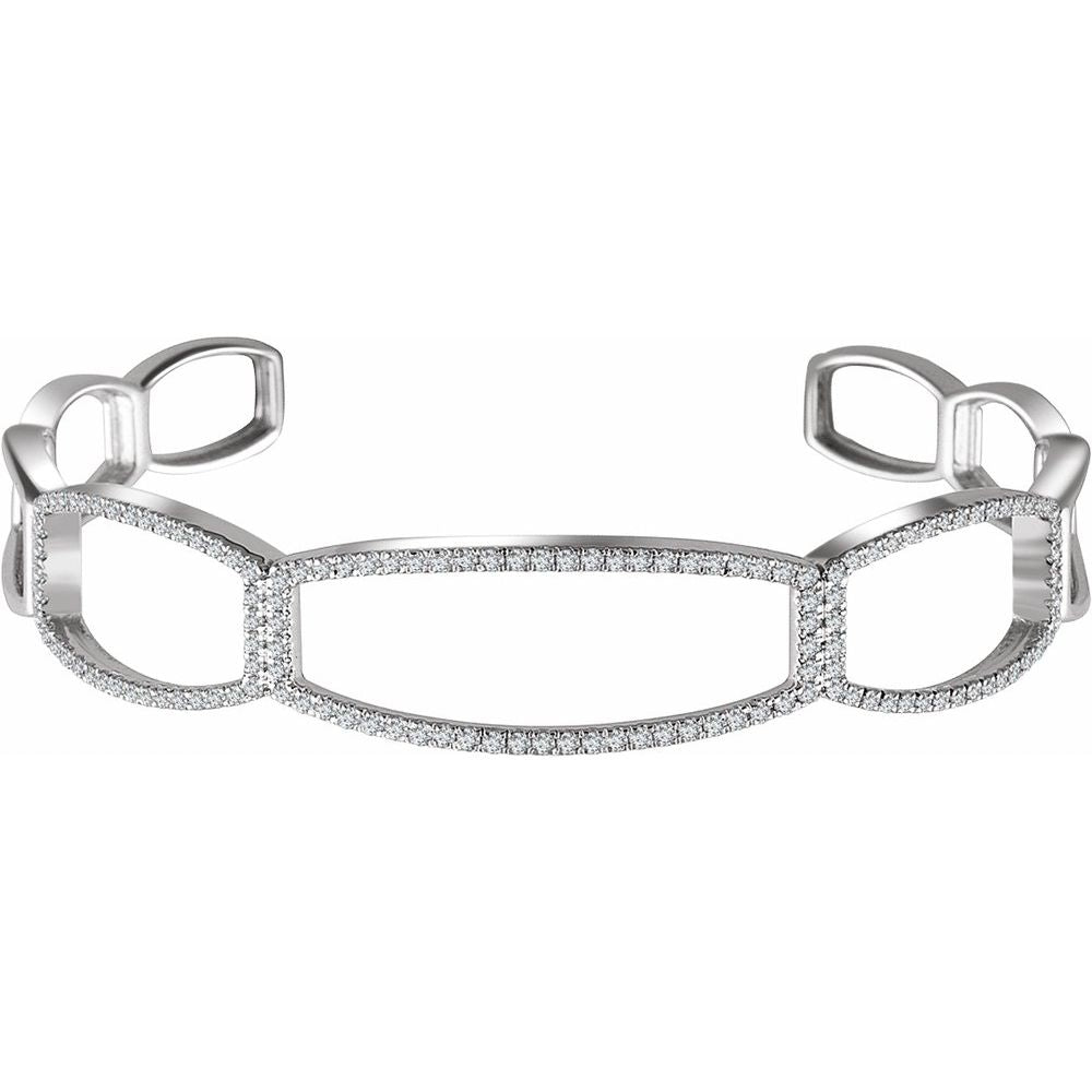 14KT white gold bangle bracelet with 0.75ctw round diamonds,...