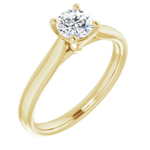 14KT Yellow Gold solitaire engagement ring for 5.2mm round