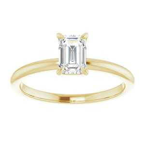 14KT Yellow Gold solitaire engagement ring for 6X4mm emerald...