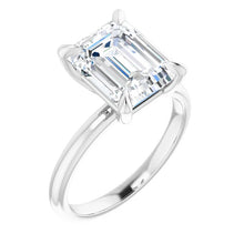 Load image into Gallery viewer, 14KT White Gold solitaire engagement ring for 10X8mm emerald...
