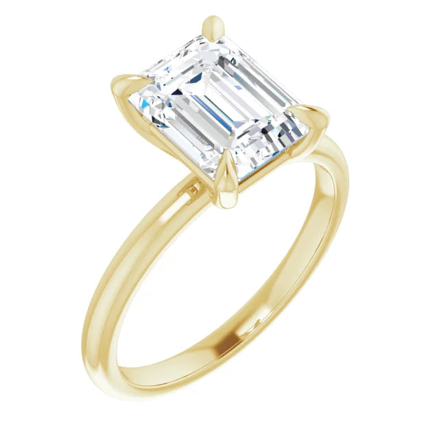 14KT Yellow Gold solitaire engagement ring for 9X7mm emerald...