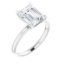 Load image into Gallery viewer, 14KT White Gold solitaire engagement ring for 9X7mm emerald ...
