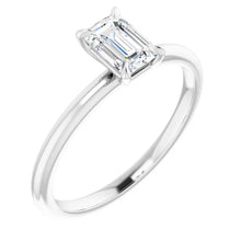 Load image into Gallery viewer, 14KT White Gold solitaire engagement ring for 6X4mm emerald ...
