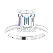 Load image into Gallery viewer, 14KT White Gold solitaire engagement ring for 9X7mm emerald ...
