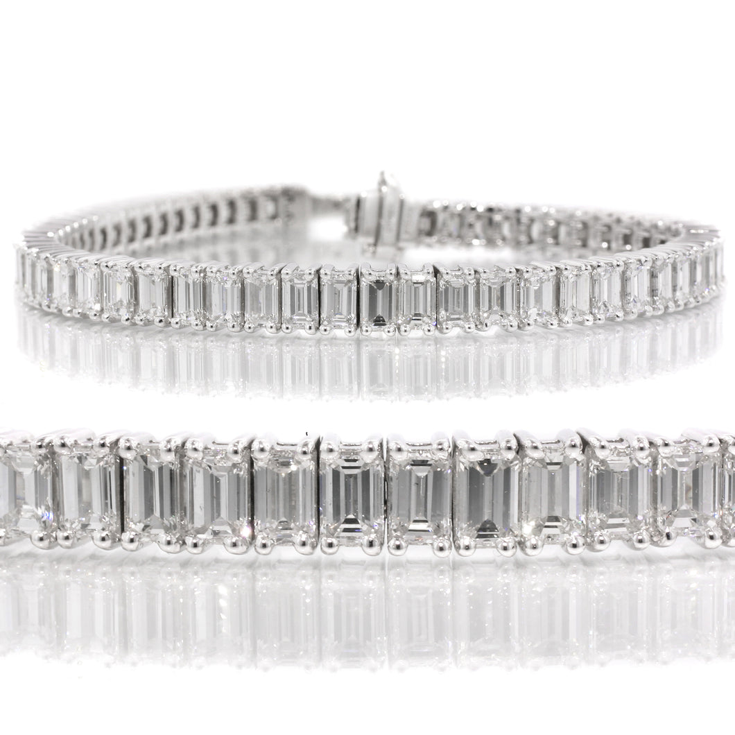 Platinum tennis bracelet with 14.33ctw emerald cut diamonds ...