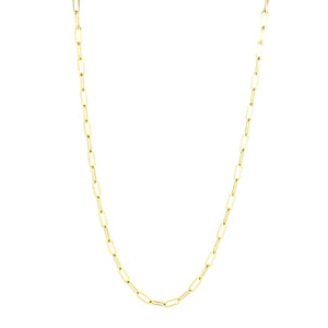 14KT yellow gold solid paperclip style necklace, 3.10mm, 24 ...