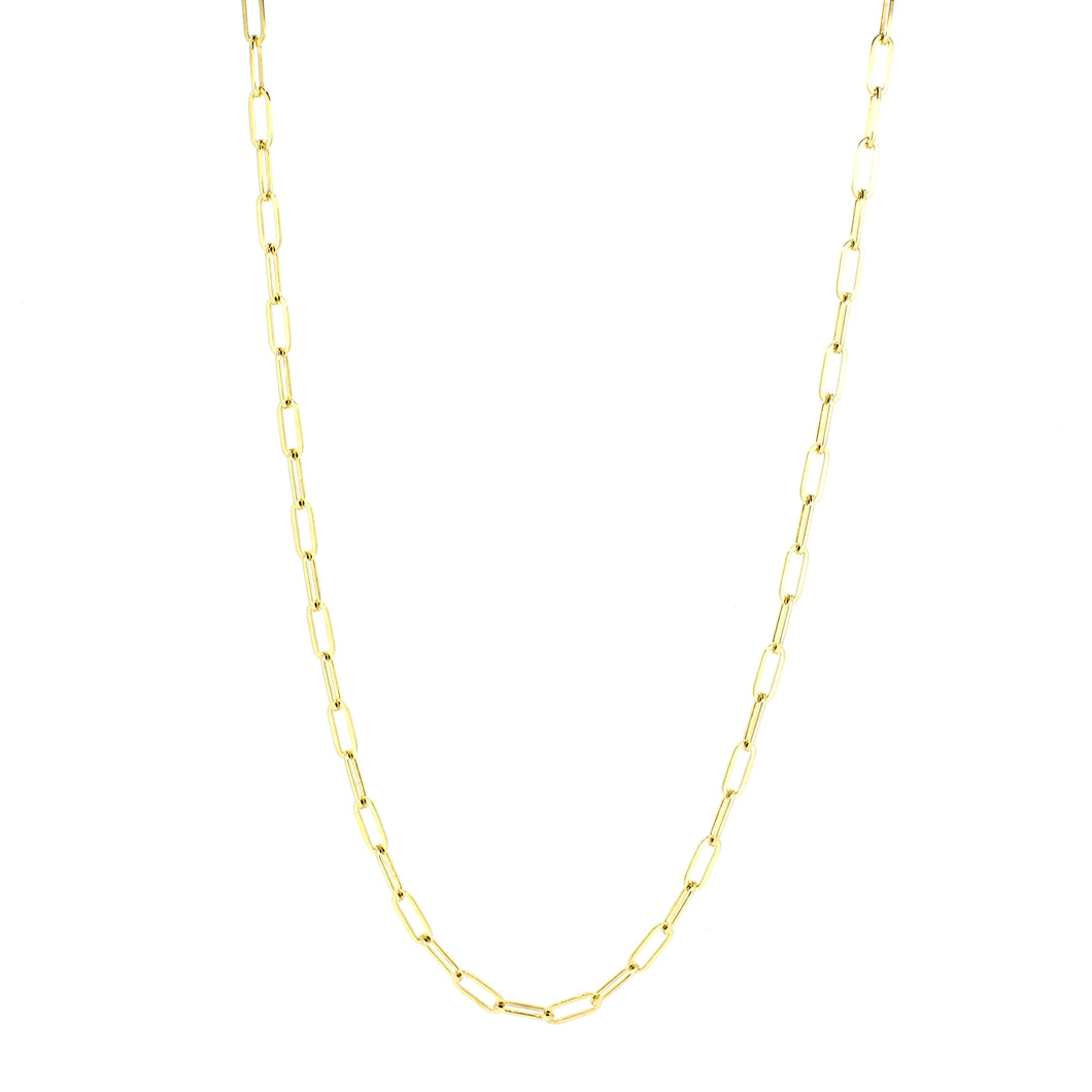 14KT yellow gold solid paperclip style necklace, 3.10mm, 24 ...