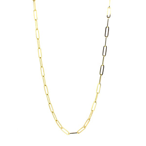 14KT yellow gold solid paperclip style necklace, 3.50mm, 18 ...