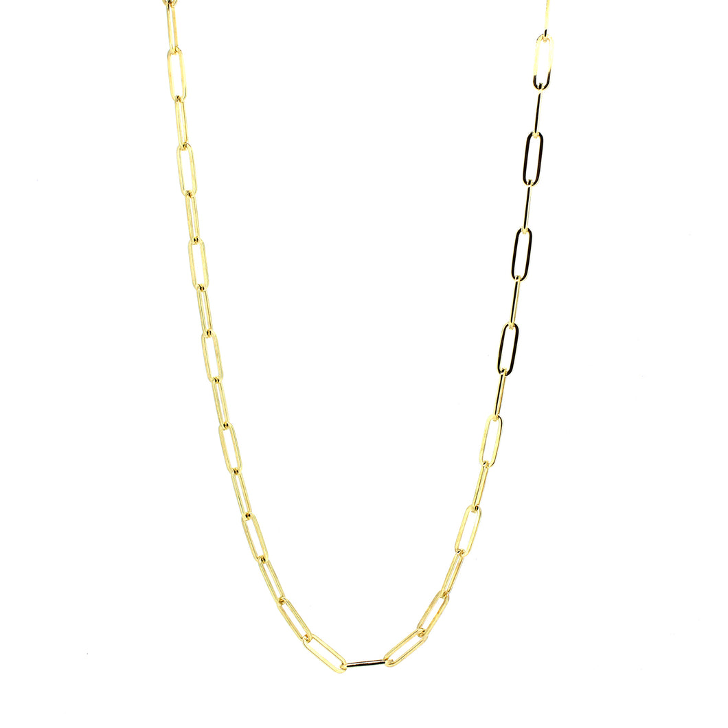 14KT yellow gold solid paperclip style necklace, 3.50mm, 24 ...