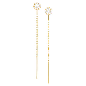 14KT yellow gold pass-through earrings with 0.76ctw round di...