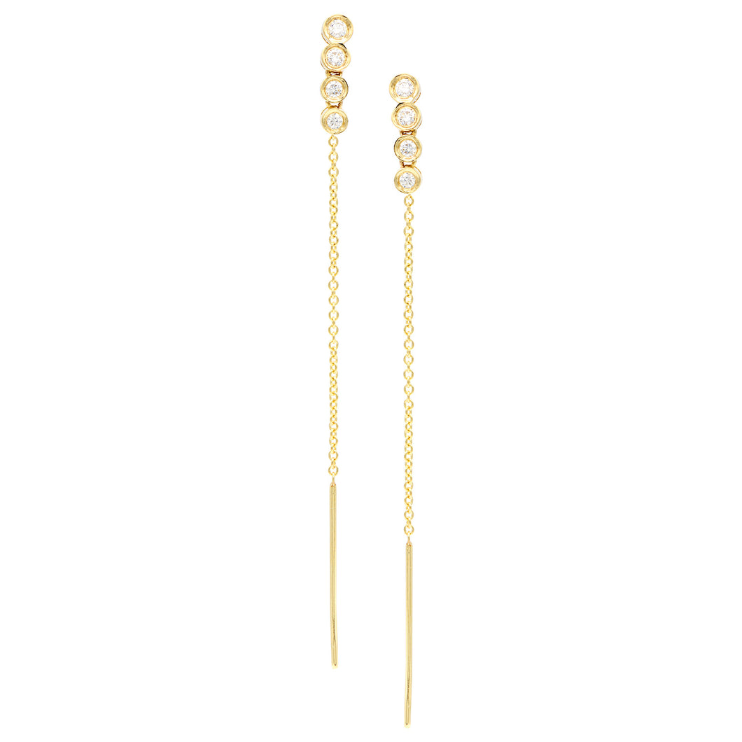 14KT yellow gold pass-through earrings with 0.20ctw round be...