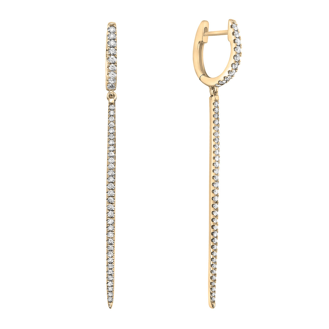 14KT yellow gold drop earrings with 0.52ctw round diamonds, ...