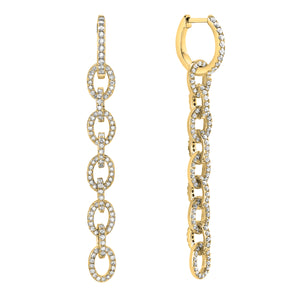 14KT yellow gold link dangle earrings with 1.00ctw round dia...