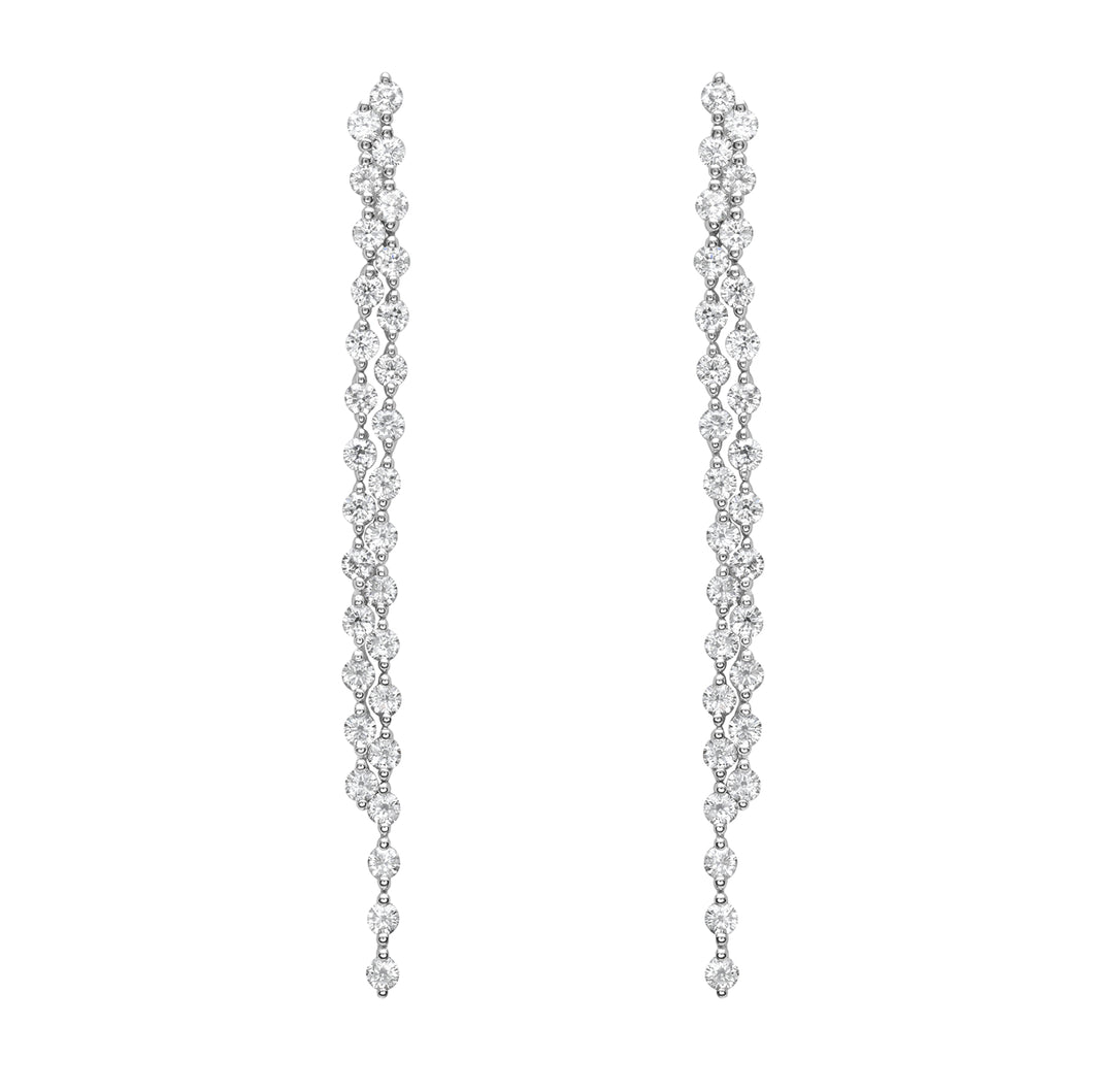 14KT white gold drop earrings with 2.42ctw round diamonds, G...