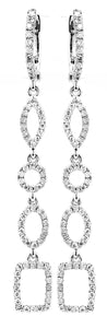 18KT white gold geometric dangle earrings with 1.03ctw round...