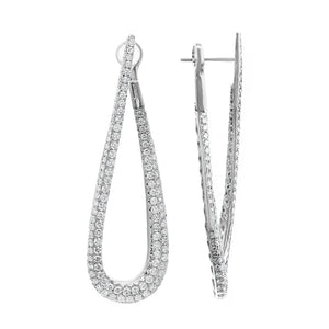 18KT white gold front-to-back tear drop earrings with 4.17ct...