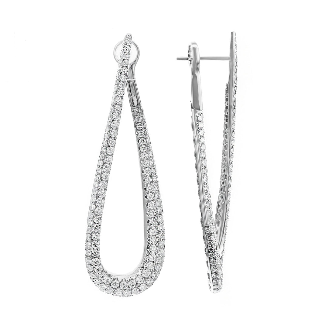 18KT white gold front-to-back tear drop earrings with 4.17ct...
