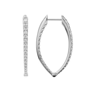 18KT white gold pointed inside-out hoop earrings with 1.45ct...