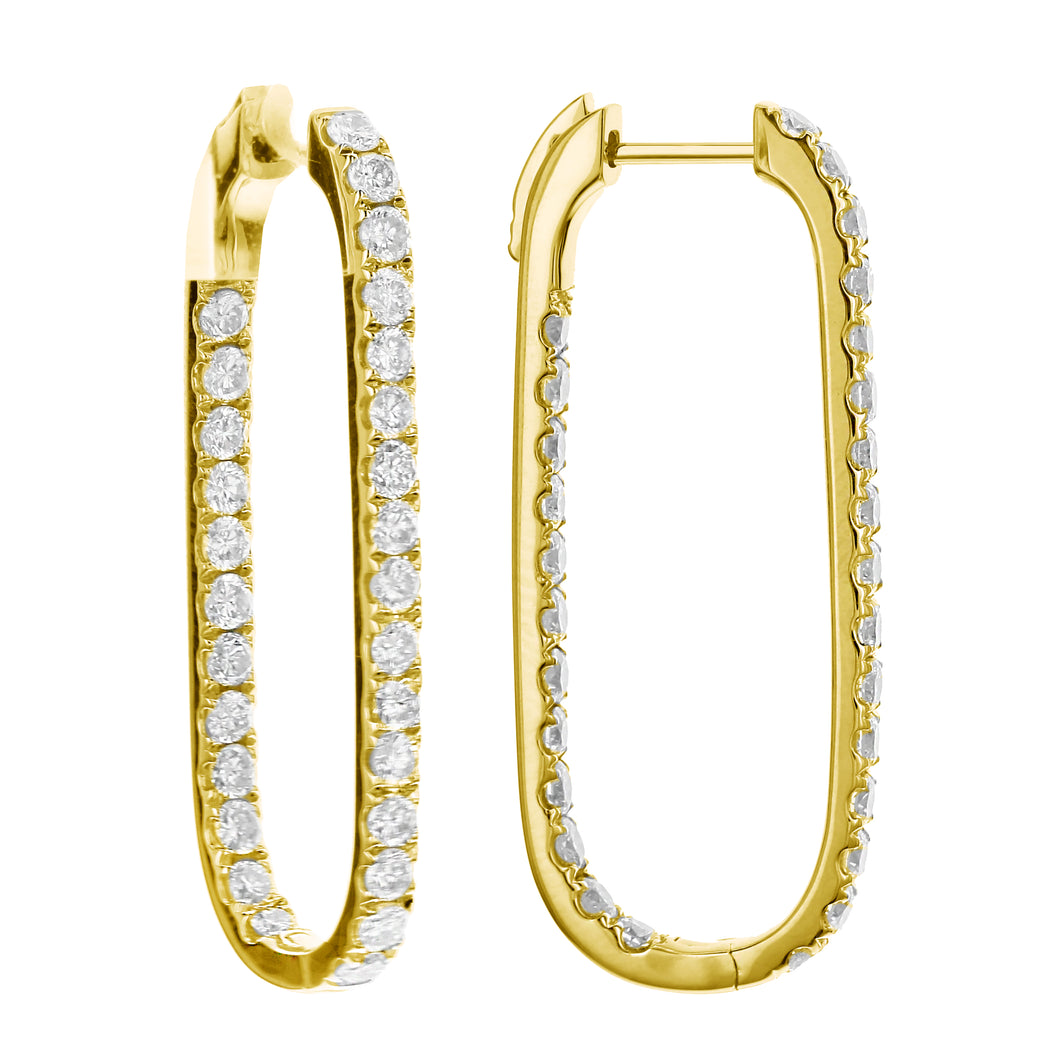 18KT yellow gold oval inside-out hoop earrings with 1.75ctw ...