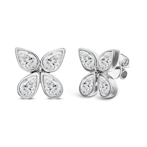 18KT white gold butterfly earrings with 2.55ctw bezel set pe...