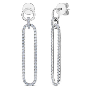18KT white gold paperclip dangle earrings with 2.25ctw round...