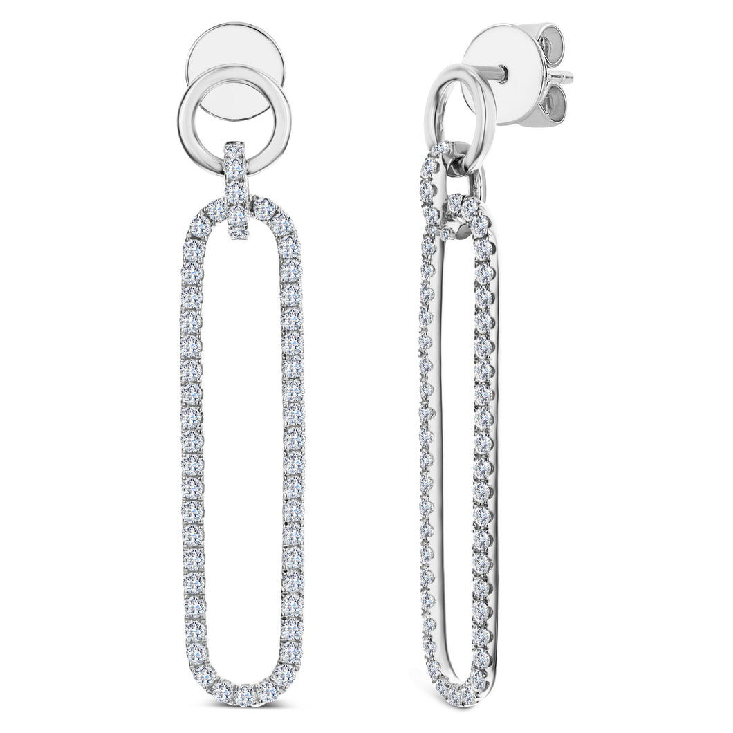 18KT white gold paperclip dangle earrings with 2.25ctw round...