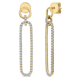 18KT yellow gold paperclip dangle earrings with 2.25ctw roun...