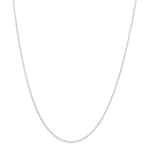 White Gold Cable Chain, 1.0mm, 16/18" adjustable