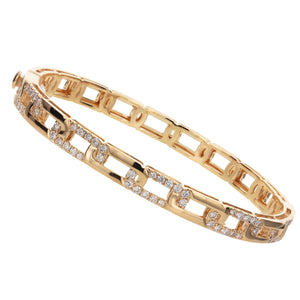 18KT yellow gold bangle with 1.05ctw round diamonds, G/H-SI ...