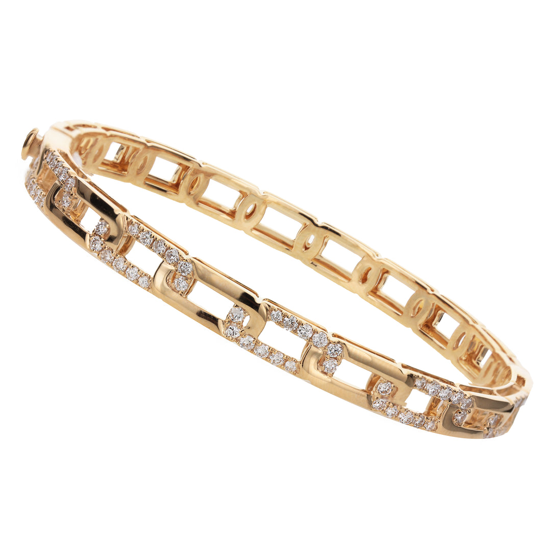 18KT yellow gold bangle with 1.05ctw round diamonds, G/H-SI ...