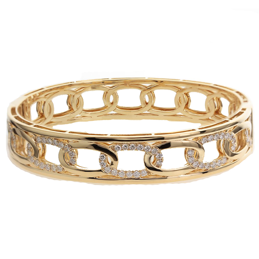 18KT yellow gold bangle with 1.25ctw round diamonds, G/H-SI ...